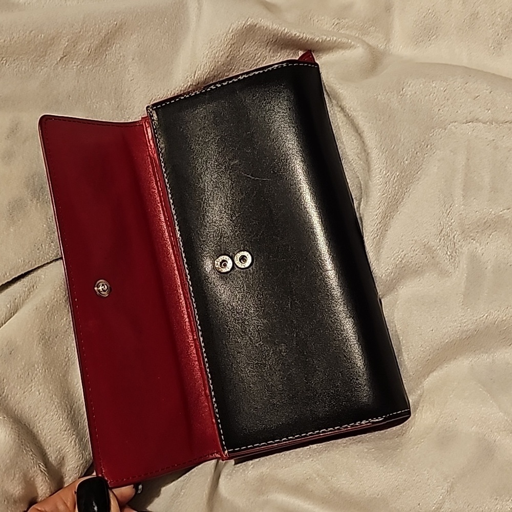 Lodis trifold black and red leather wallet very good condition - Picture 4 of 9